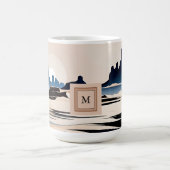 抽象芸術モダン南西部モノグラム コーヒーマグカップ (中央)