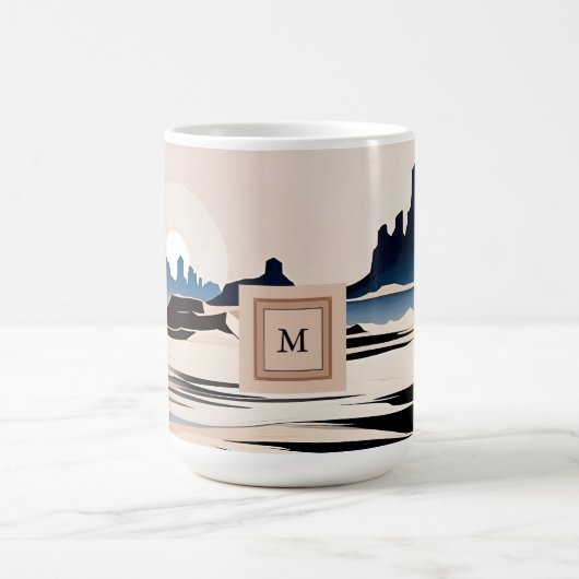 抽象芸術モダン南西部モノグラム コーヒーマグカップ (中央)