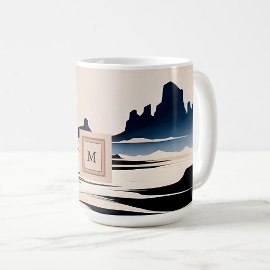 抽象芸術モダン南西部モノグラム コーヒーマグカップ (正面右)