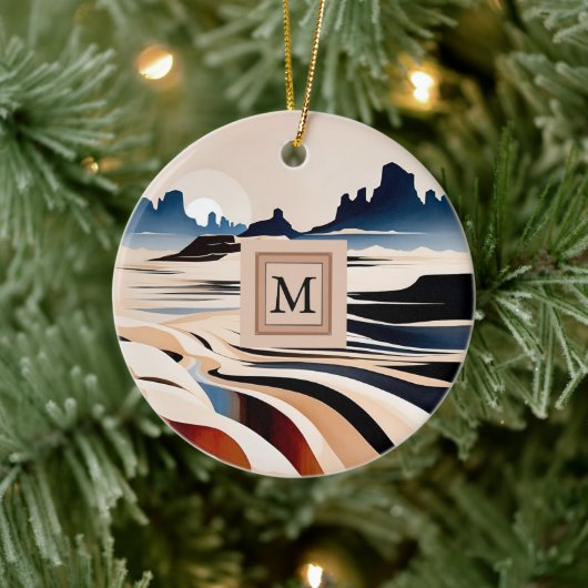 抽象芸術モダン南西部モノグラム セラミックオーナメント (ツリー)