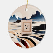 抽象芸術モダン南西部モノグラム セラミックオーナメント (左)