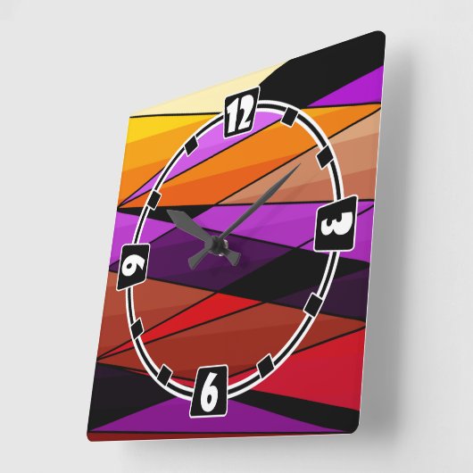 抽象芸術モダン図形の三角形（オレンジ） スクエア壁時計 (傾斜)