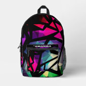 抽象芸術モダン多角形落書 プリントバックパック (正面)