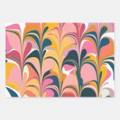 抽象芸術モダン大理石の渦巻き（ピンクと黄色） ラッピングペーパーシート (正面)