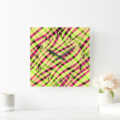 抽象芸術モダン幾何ストライプの的な明るい夏 スクエア壁時計 (ホーム)