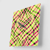 抽象芸術モダン幾何ストライプの的な明るい夏 スクエア壁時計 (傾斜)