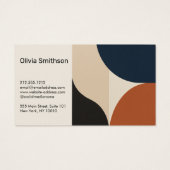 抽象芸術モダン幾何学的ベージュ、ネイビー、錆デザイン (裏面)