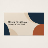 抽象芸術モダン幾何学的ベージュ、ネイビー、錆デザイン (正面)