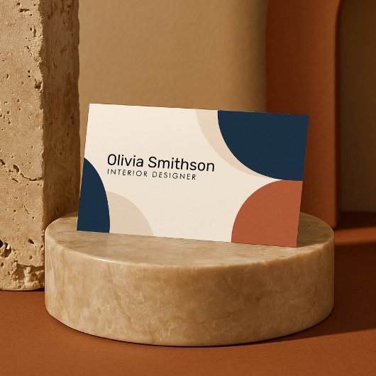 抽象芸術モダン幾何学的ベージュ、ネイビー、錆デザイン