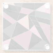 抽象芸術モダン幾何学的三角形プリント ガラスコースター (裏面)