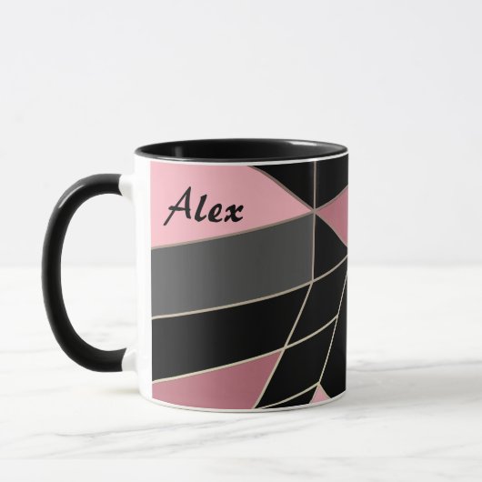 抽象芸術モダン幾何学的三角形プリント マグカップ (左)