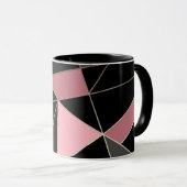 抽象芸術モダン幾何学的三角形プリント マグカップ (正面右)