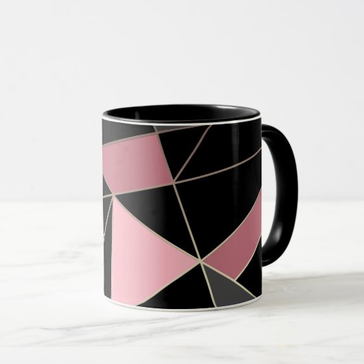 抽象芸術モダン幾何学的三角形プリント マグカップ (正面右)