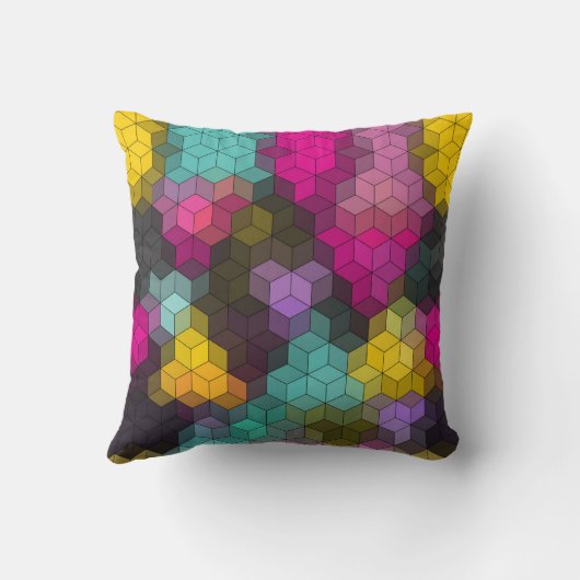 抽象芸術モダン幾何学的六角形モザイクムー クッション (裏面)