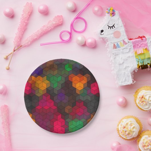 抽象芸術モダン幾何学的六角形モザイクムー ペーパープレート (パーティー)