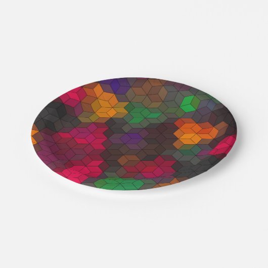 抽象芸術モダン幾何学的六角形モザイクムー ペーパープレート (アングル)