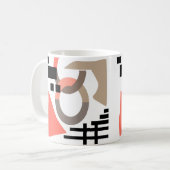 抽象芸術モダン幾何学的形状要素サンゴ コーヒーマグカップ (正面左)