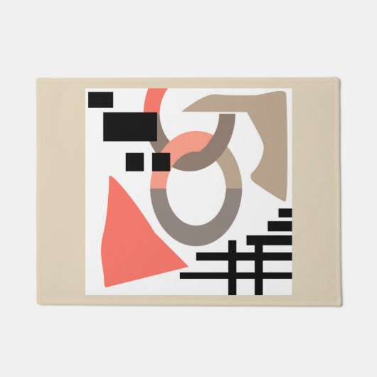 抽象芸術モダン幾何学的形状要素サンゴ ドアマット (正面)