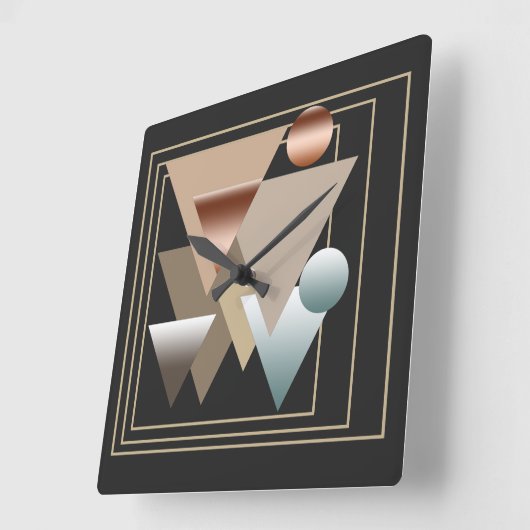 抽象芸術モダン幾何学的未来芸術 スクエア壁時計 (傾斜)