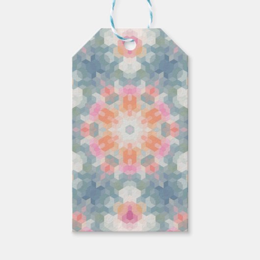 抽象芸術モダン幾何学的装飾プリントブルー ギフトタグ (正面)