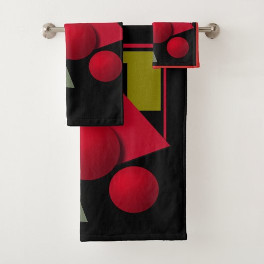 抽象芸術モダン幾何形状プリント バスタオルセット (インサイチュ)