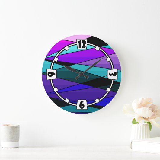 抽象芸術モダン幾何形状三角形ピンクpu ラージ壁時計 (ホーム)