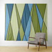 抽象芸術モダン幾何形状三角形blue gr タペストリー (インサイチュ(横))