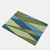 抽象芸術モダン幾何形状三角形blue gr ドアマット (アングル)