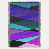 抽象芸術モダン幾何形状三角形blue pu スローブランケット (正面縦)