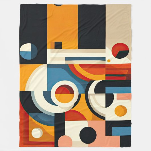抽象芸術モダン幾何絵画の フリースブランケット (正面)