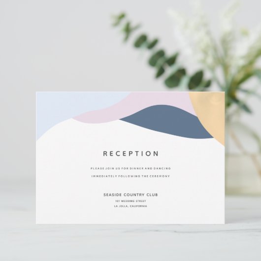 抽象芸術モダン形状結婚式レセプションカード 招待状 (スタンド正面)