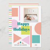 抽象芸術モダン形状赤面,ティール(緑がかった色)写真 シーズンカード (正面/裏面)