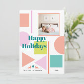 抽象芸術モダン形状赤面,ティール(緑がかった色)写真 シーズンカード (スタンド正面)