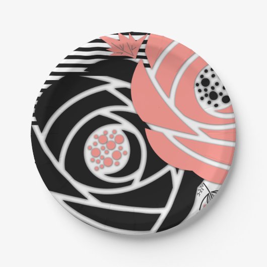 抽象芸術モダン形花フローラ珊瑚礁 ペーパープレート (正面)