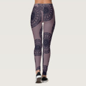 抽象芸術モダン描画深いブルー深いピンク レギンス (裏面)