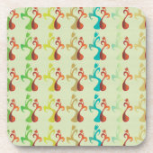 抽象芸術モダン数々の色チューリップ花柄 コースター (正面)