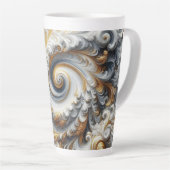 抽象芸術モダン旋回金ゴールド、白黒 カフェラテマグ (右アングル)