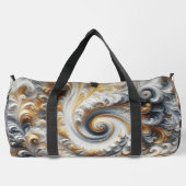 抽象芸術モダン旋回金ゴールド、白黒 ダッフルバッグ (裏面)