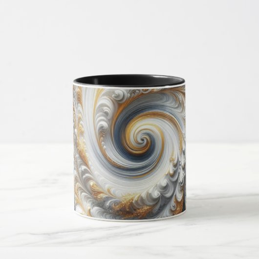 抽象芸術モダン旋回金ゴールド、白黒 マグカップ (中央)