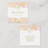 抽象芸術モダン書エレガント道ロゴピンク金ゴールド スクエア名刺 (正面/裏面)