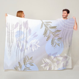 抽象芸術モダン植物葉 フリースブランケット