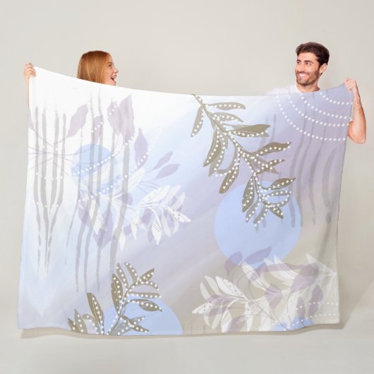 抽象芸術モダン植物葉 フリースブランケット (インサイチュ)