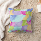 抽象芸術モダン水彩グリーンピンクブルーパープル クッション (ブランケット)