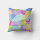 抽象芸術モダン水彩グリーンピンクブルーパープル クッション (裏面)