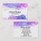 *~*抽象芸術モダン水彩マゼンタラベンダー 名刺 (正面/裏面)
