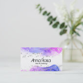 *~*抽象芸術モダン水彩ラベンダーマゼンタ 名刺 (スタンド正面)