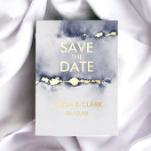 抽象芸術モダン水彩海軍の保存日付 箔招待状