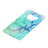 *~抽象芸術モダン水彩緑ターコイズ クレジットカード栓抜き (裏面アングル)