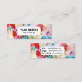 抽象芸術モダン水彩赤 スキニー名刺 (正面/裏面)