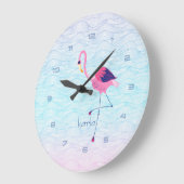 抽象芸術モダン水波&ピンクフラミンゴ ラージ壁時計 (傾斜)